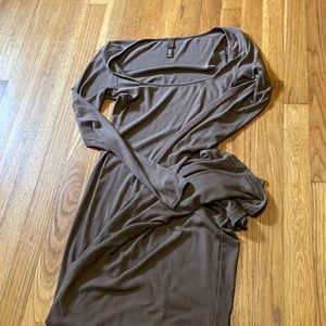 Skims Brown Long Dress Side Medium
